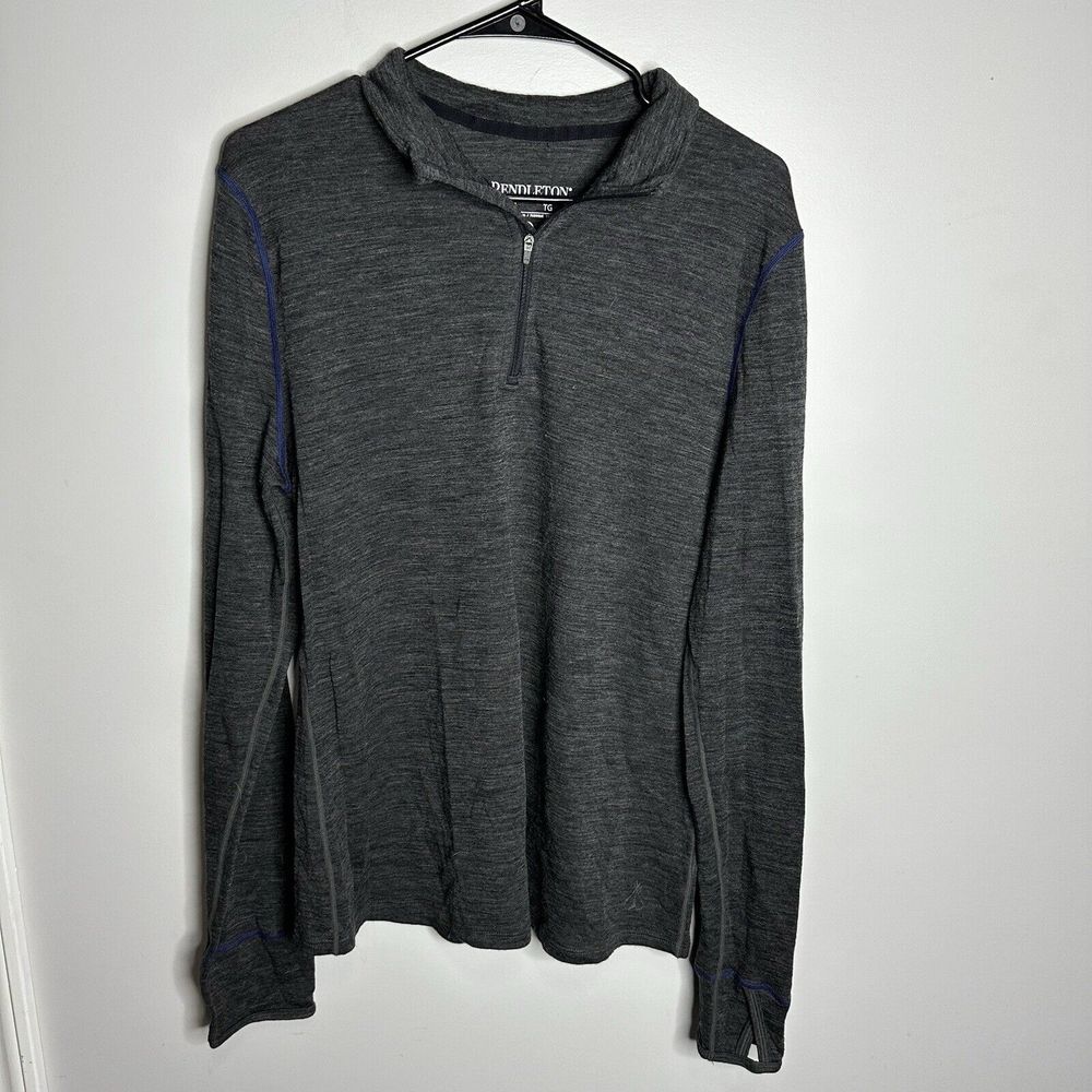 Women's Pendleton Size‎ XL Grey Wool Blend Long Sleeve 1/4 Zip Pullover
